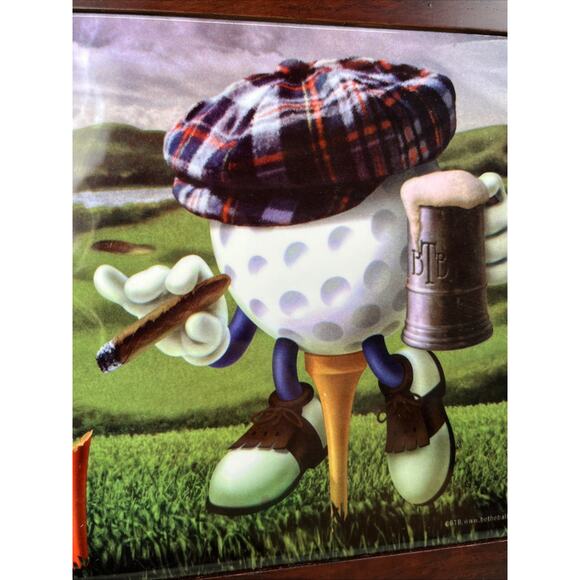 Be The Ball Golfing Whimsical Funny Framed Picture Photo Beer Cigar Golf Comedy - Picture 2 of 5